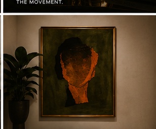 Abstract portrait in torn paper — a consortium of visionaries
